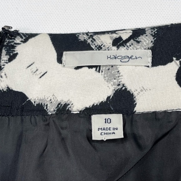 Halogen Nordstrom Skirt Silk Blend Black White Date Cocktail Career Office - Picture 9 of 13